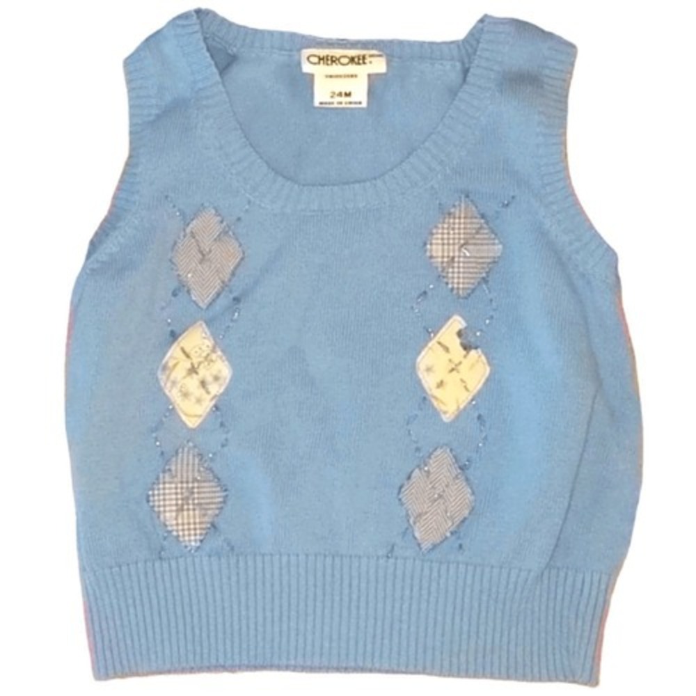 Cherokee Baby Blue Argyle Sweater Vest 24M Toddler‎ Kids